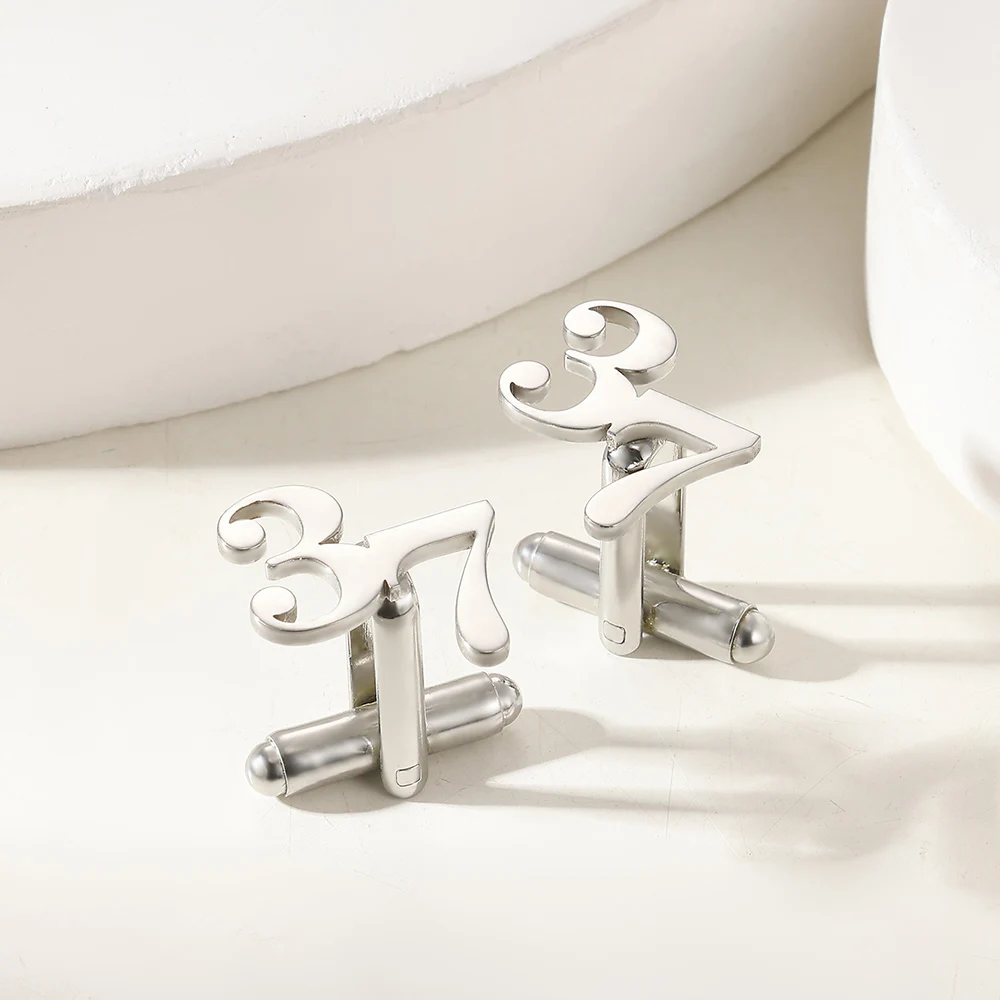 1 Pair Custom Numeral Cufflinks Stainless Steel Mens Letters Buttons for Shirts Personalize Groom Wedding Jewelry Best Man Gifts