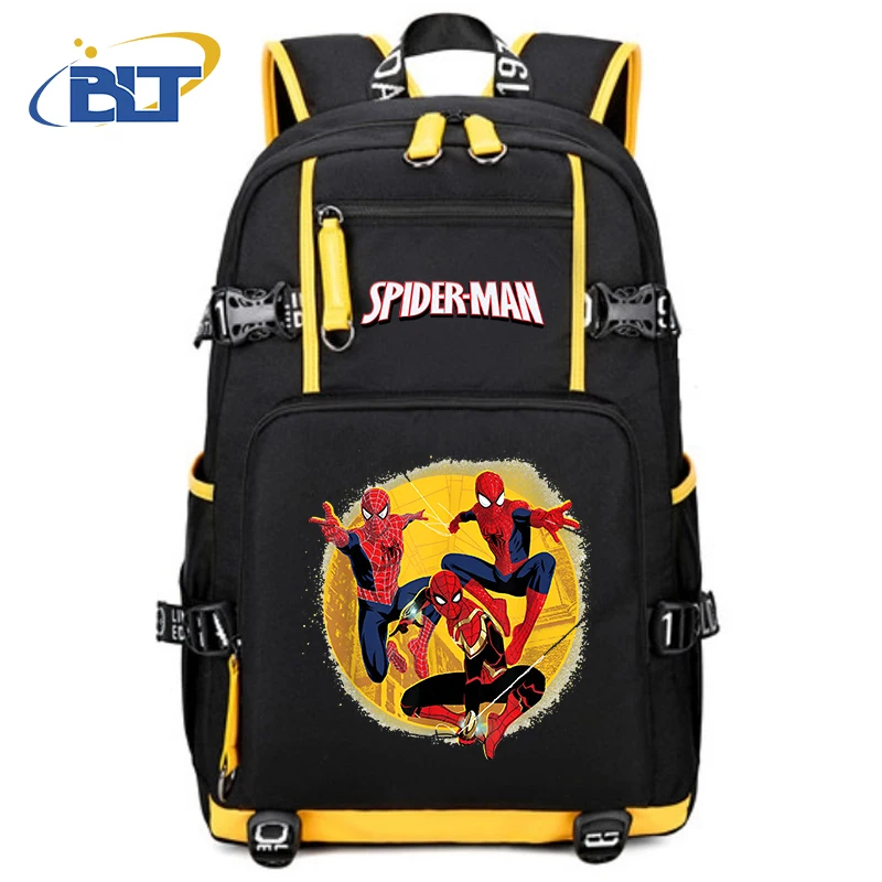 Spiderman print kids backpack teenagers schoolbag large capacity travel bag for boys and girls