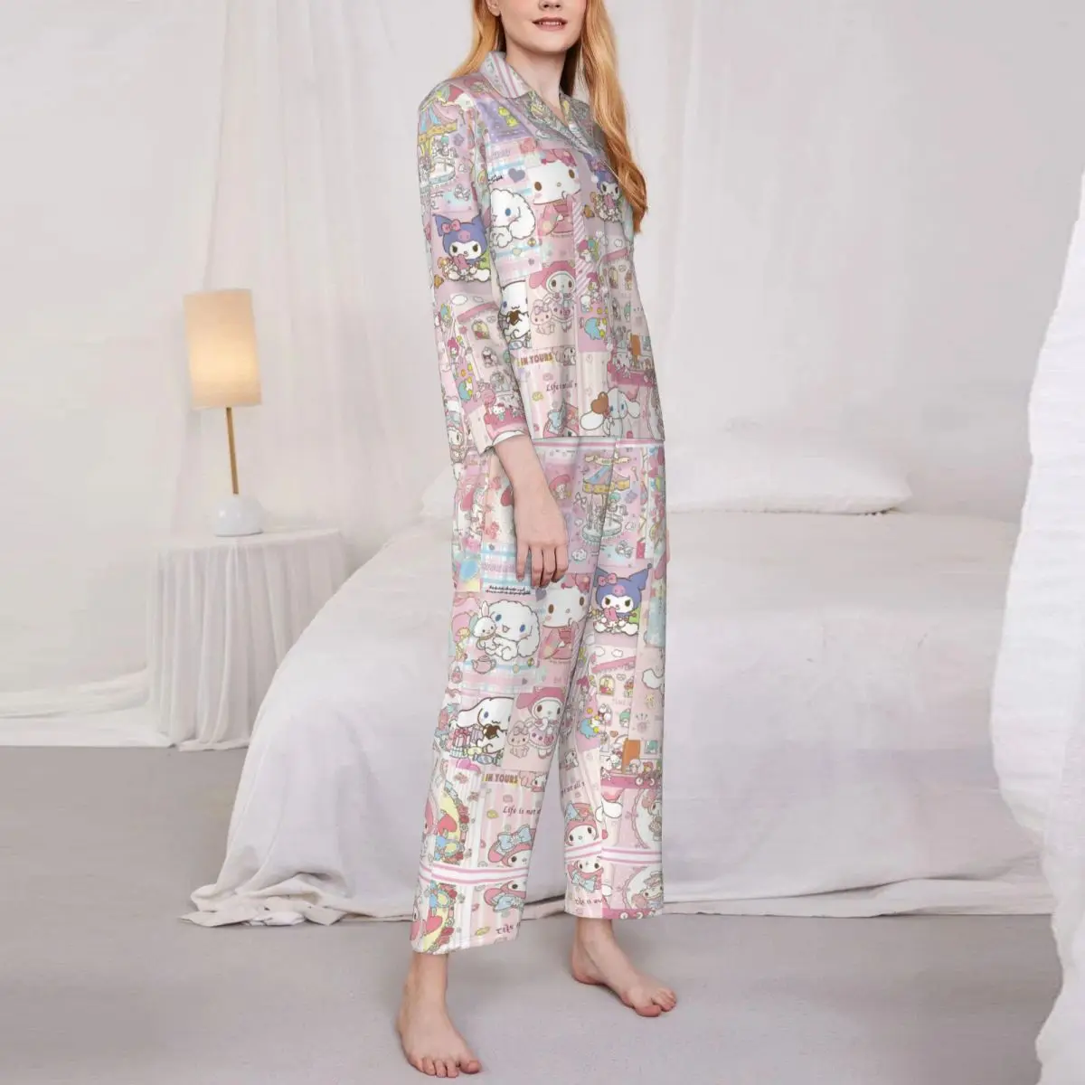 My Melody Women's Pajamas Set 2 Piece Set For Women Casual Long sleeve Suit