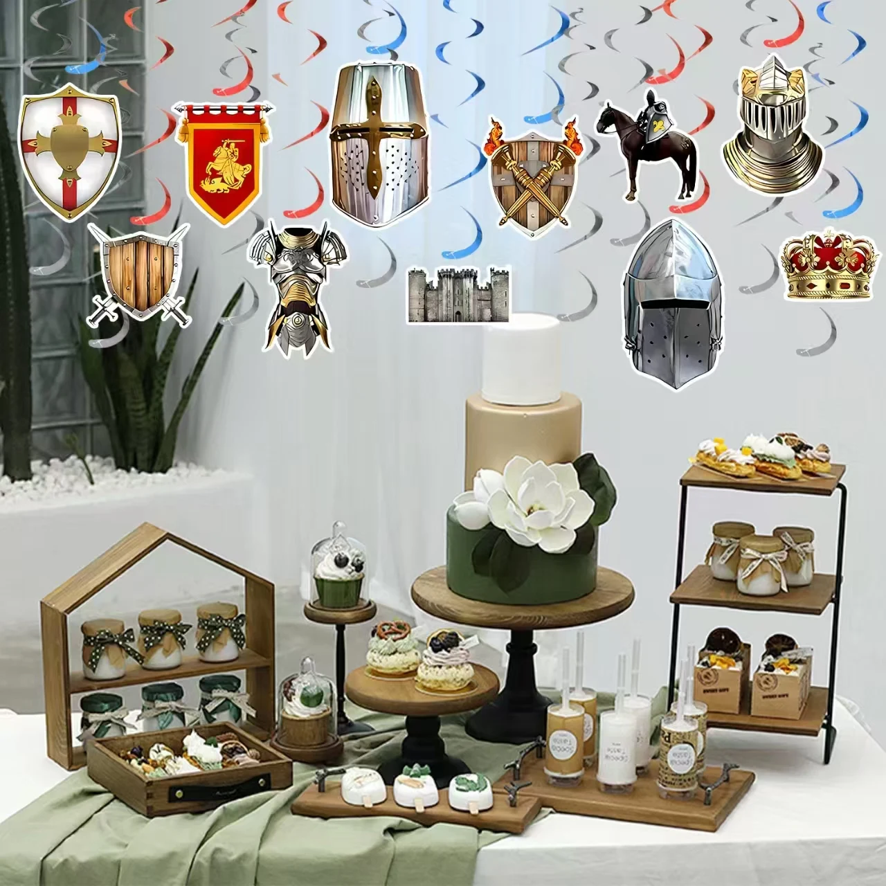 Lot de 24 décorations de fête médiévale chevalier - Centre de table de château pour décorations de Lot de 24 décorations de fête médiévale chevalier - Centre de table de château pour décorations de