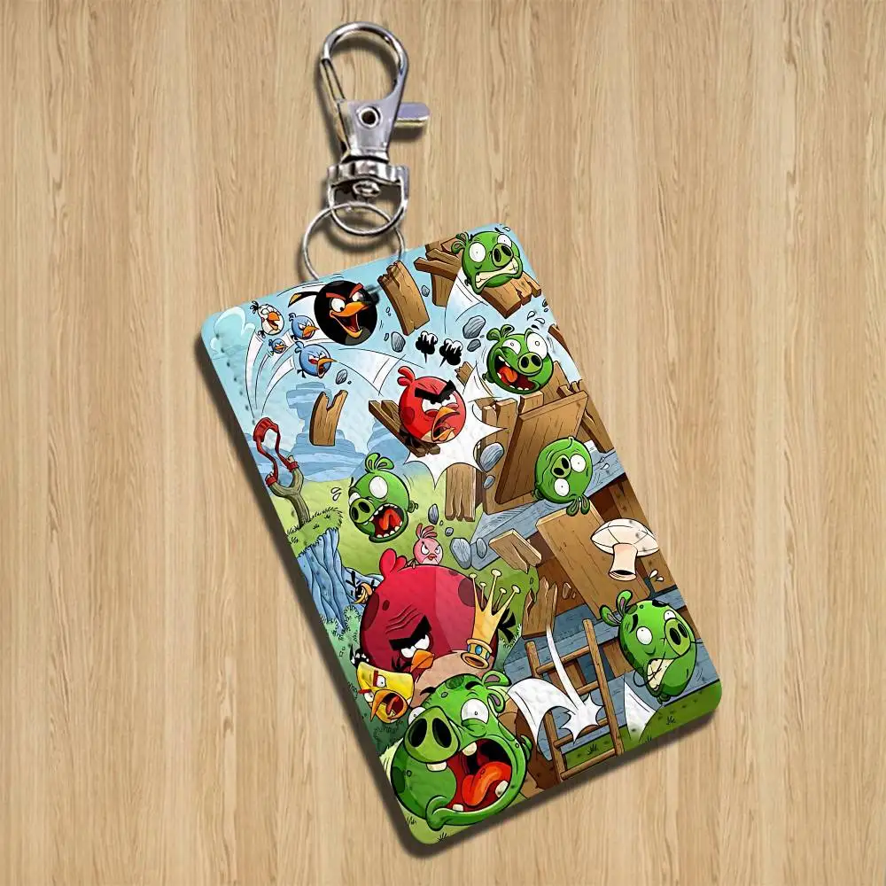 Happy Angry cute Birds Card Holder Keychain Key Ring Door Lock Access Protective Case For Security Gift