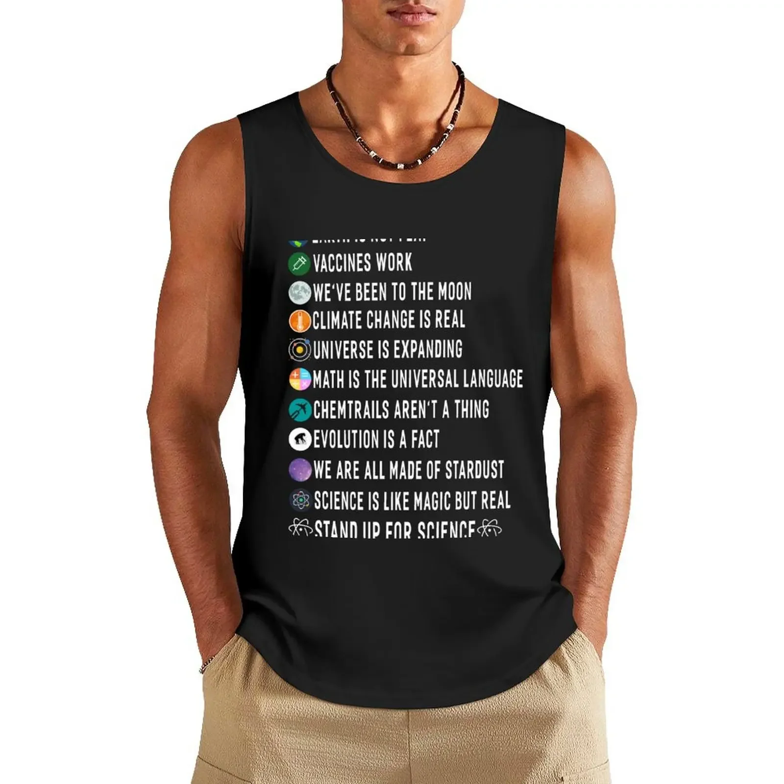 

Earth Is Not Flat Stand Up For Science Shirt Gift Women Men Tank Top bodybuilding men clothes Men's summer clothes