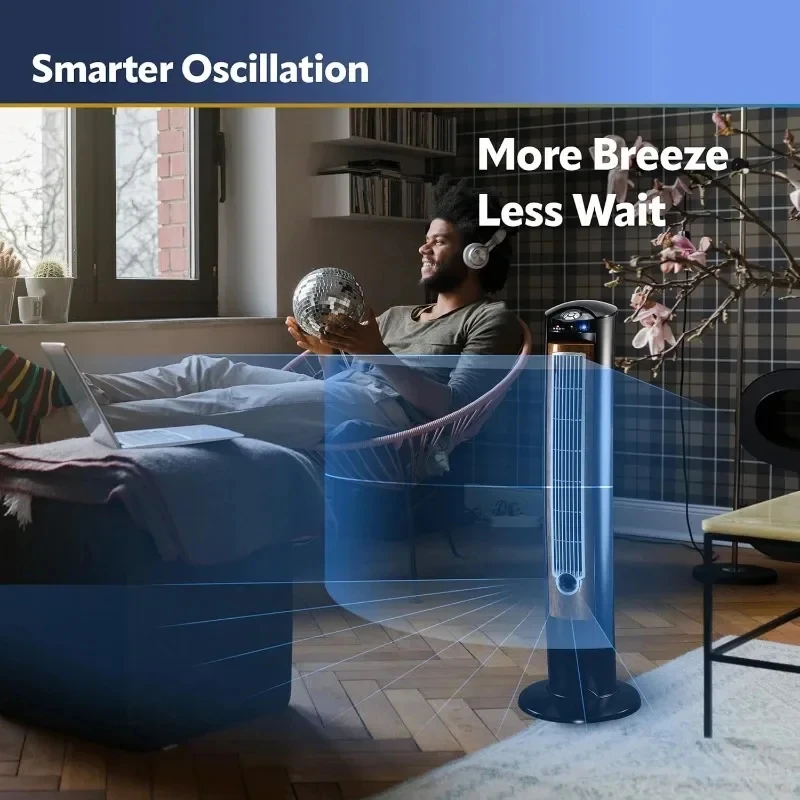 Oscillating Tower Fan Remote Control Negative Ion Generator Timer for Bedroom, Office, Kitchen