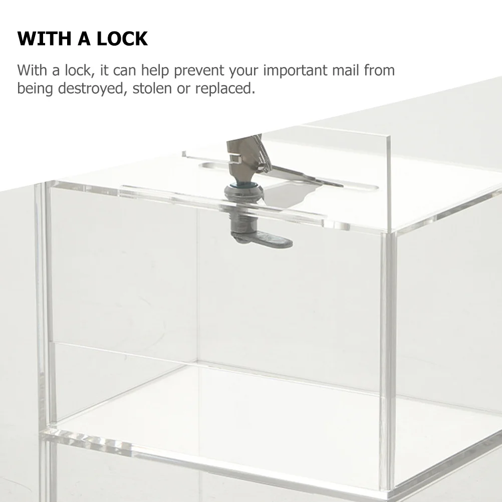

1pc Donation Box With Lock Clear Acrylic Storage Box For Fundraising Voting Suggestion Complain Letter