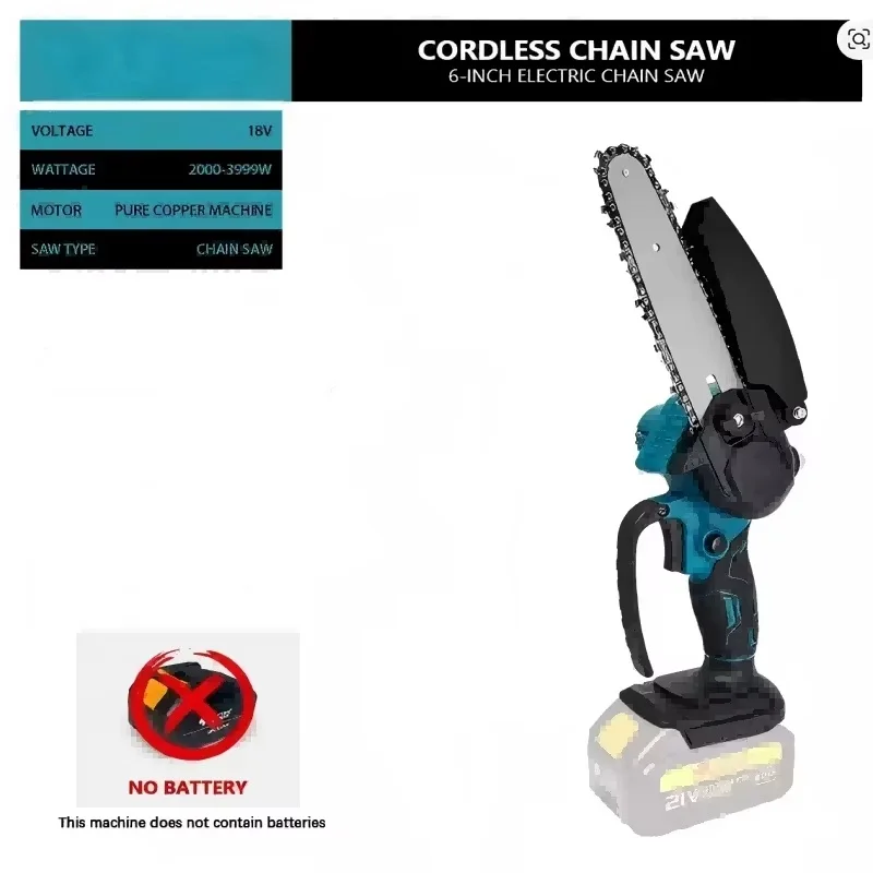 1700RPM 6 Inch Mini Li-Ion Electric Chainsaw One Hand Portable Electric Saw For  Makita 18V  Battery Pin。