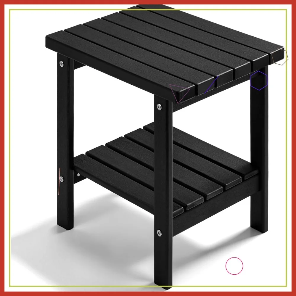 

2-уровневый уличный приставной столик, 17-дюймовый устойчивый к атмосферным воздействиям стол для патио из HDPE для бассейна на заднем дворе, пляжа, простая сборка