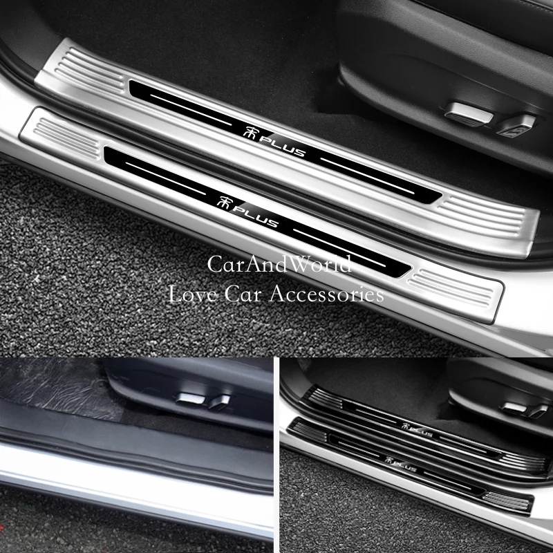 

Stainless Steel Door Sill Scuff Plate Welcome Pedal Protector Cover Trims Car Accessories For BYD SONG PLUS EV DM-i 2020-2023