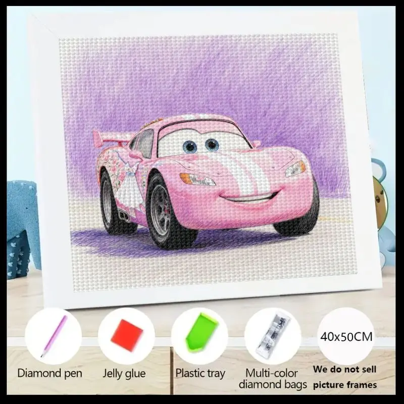 

1PC Girls & Kids Cute Cartoon Pink Princess Race Car 5D Full Drill Diamond Painting Kit, DIY Crystal Rhinestone Embroidery Art S