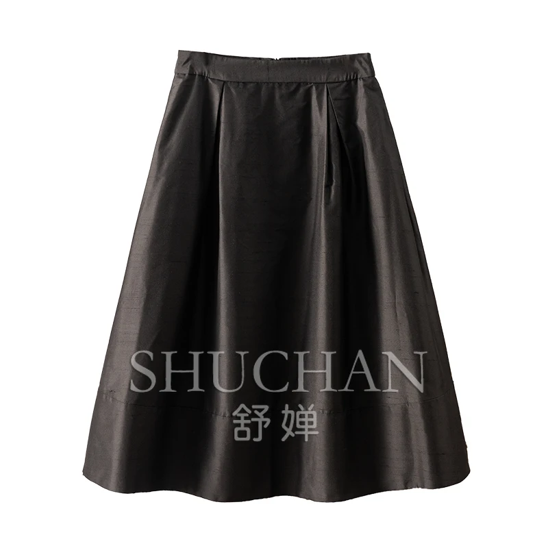 Natural Silk Double Palace in Summer, High Luxury Cabinet, Temperament High Waist Umbrella Skirt Female 1Z75