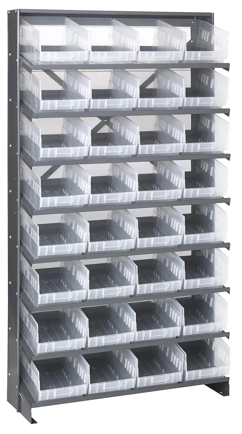 Quantum Qprs-207Cl Single-Side Sloped Display Shelving Storage Pick Rack For Healthcare Warehouse | (8) Shelves; (32) Qsb207