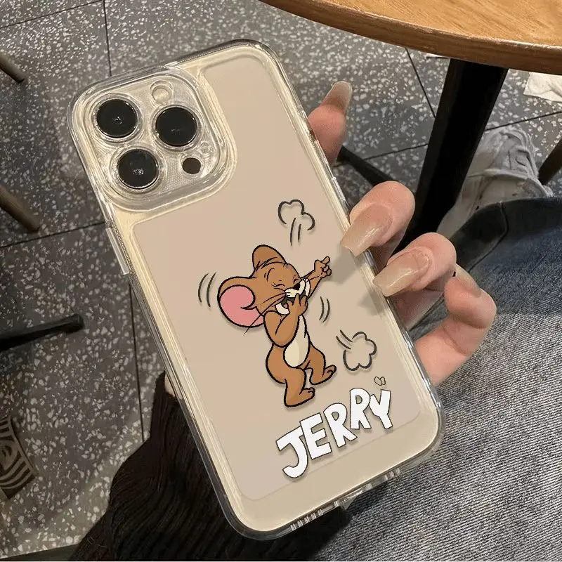 Tom And Jerry Cute Laugh At Phone Case For iPhone 16 15 14 13 12 11 Pro Max XS Max XR 7 8 Plus Y2K Soft Transparent Back Cover