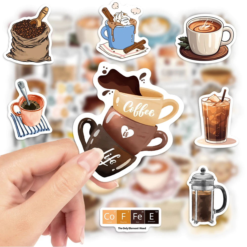 Coffee Cafe Stickers Latte Kids DIY Toys Gift Decorative Decal for Scrapbook Journal Laptops Luggage Bottle Cups Waterproof