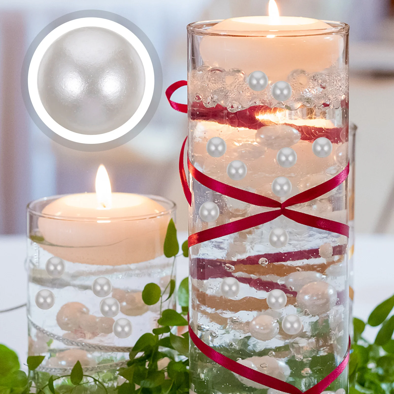 

100Pcs Faux Pearl Vase Fillers No Hole Floating Beads for Vase Decor Pearl Beads Filler Craft Wedding Decoration Cup Base