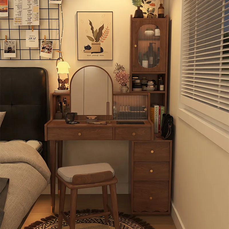 

All solid wood makeup table, dresser, storage cabinet, integrated retractable makeup cabinet, chest cabinet, bedroom