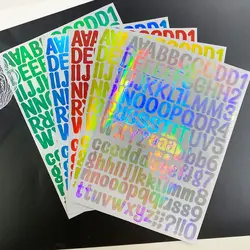 2Pcs 1 Inch 26 Alphabet Planner Stickers Waterproof Colorful DIY Laser Letter Number Sticker For SignCards,Cups，decoration
