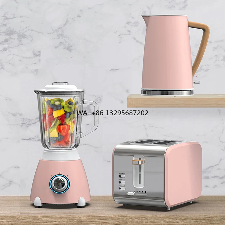 

5 шт., розовый деревянный электрический чайник для кипячения воды, тостер для хлеба, блендер 3 в 1, набор чайников и тостеров