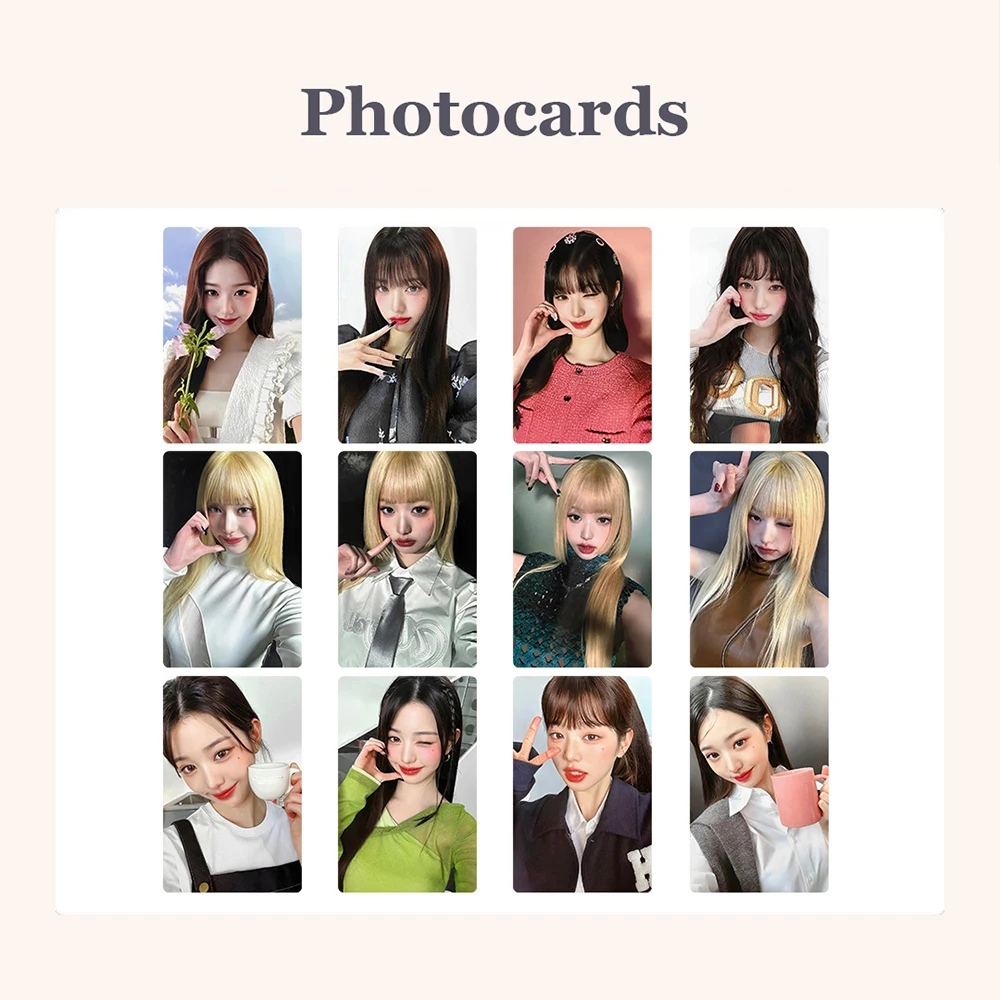 4Pcs/Set Kpop Wonyoung Personal LOMO Card Two Sides Print Cute Selfie Postcard Fashion Fans Cards Collection Quality Gifts