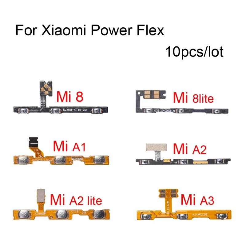 

Pop 10 Pcs/Lot Power Button Ket Flex For Xiaomi 6 8 9 A1 A2 A3 8Lite 9T Pro Pocophone F1 Volume Side On/Off Button Flex Replacem