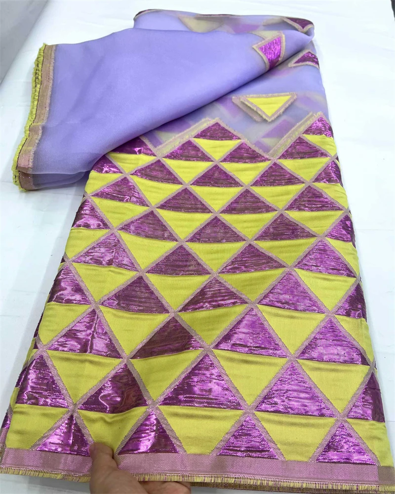 

African Jacquard Organza Brocade Fabric 2025 Nigerian Damask Tulle Mesh Gilding Lace French Brocade Material Tissue