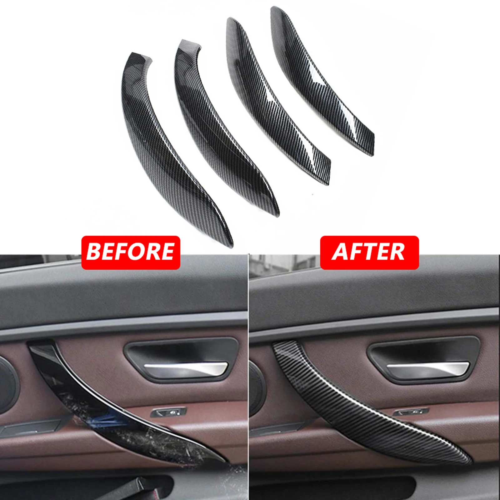 

For BMW 3 4 Series F30 F31 GT F34 4dr F36 Inner Door Panel Handle Pull Trim Outer Cover Auto Interior Armrest 4 Pcs/Set