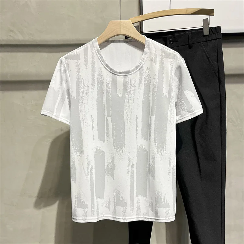 

Quick drying short sleeved T-shirt for men in summer, thin mesh, breathable, hanging, sporty and casual half sleeved bottom top