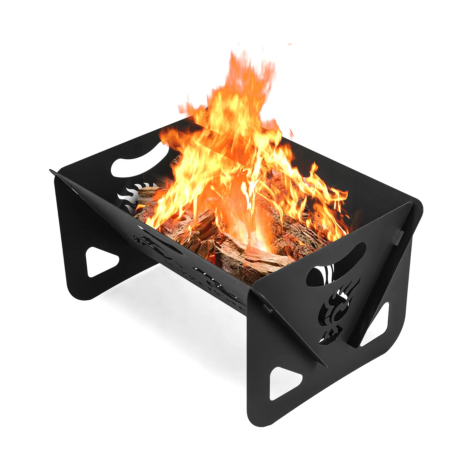 

Foldable Portable Fire Pit, Carbon Steel Fire Pits with Charcoal Grill Net, Camping Fire Pit Grill for Patio Outdoor Barbecue
