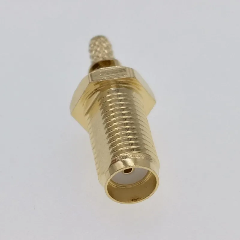 100PCS SMA Female Nut Bulkhead Crimp Straight RF Crimp Coax Connector for LMR100 RG316 RG174 Cable