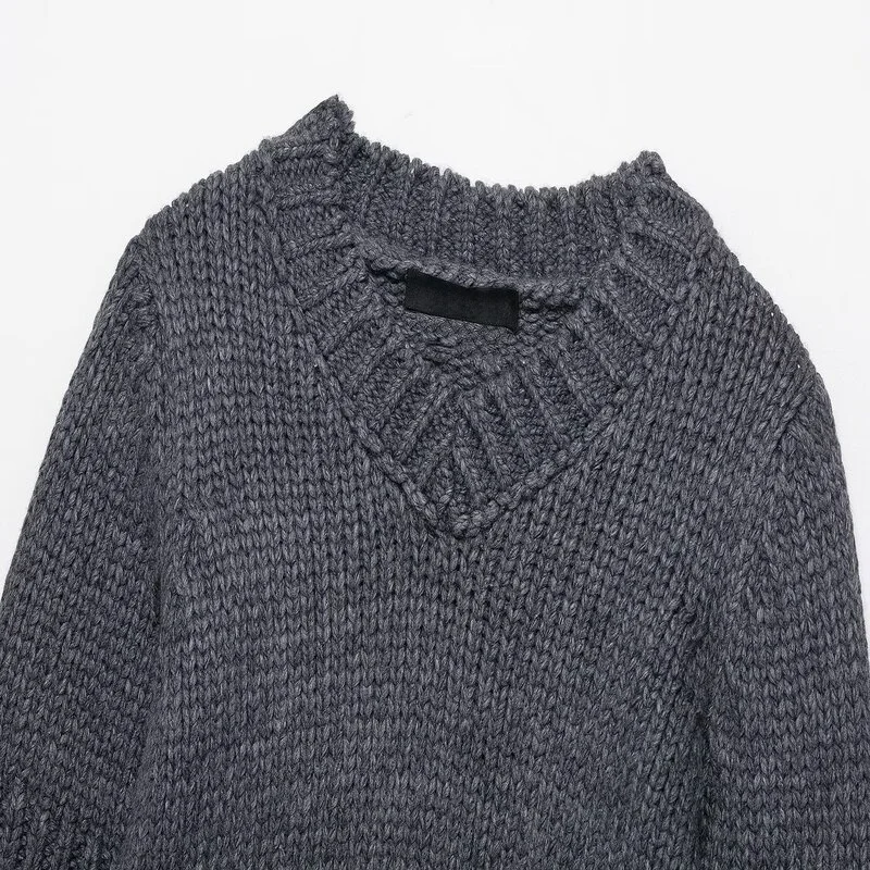 2025년 가을 신상 여성용 V넥 니트웨어 리브드 트림 다용도 유럽 패션 트렌디 탑 청소년 소녀용