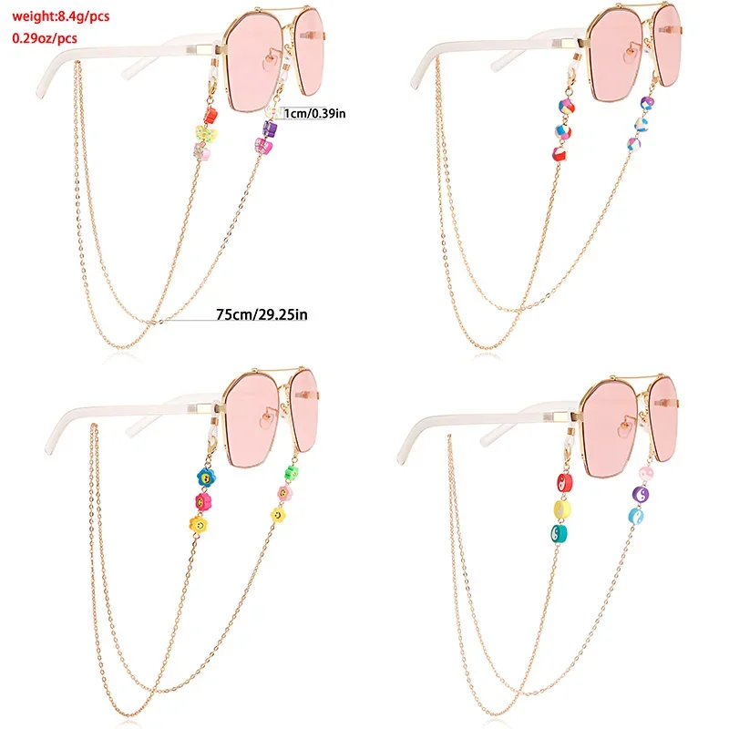 XQFATE Candy Color Acrylic Sunglasses Mask Holder Lanyard for Women Trendy Devil's Eye Flower Resin New Glasses Chain Neck Strap