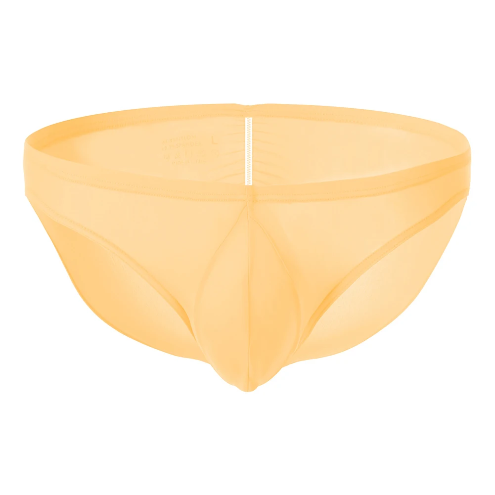Men Tightening Butt Underwear Low Waist Ice Silk Briefs U-Convex Bulge Pouch Bikini Lifting Buttocks Line Bondage Wrinkled Panty