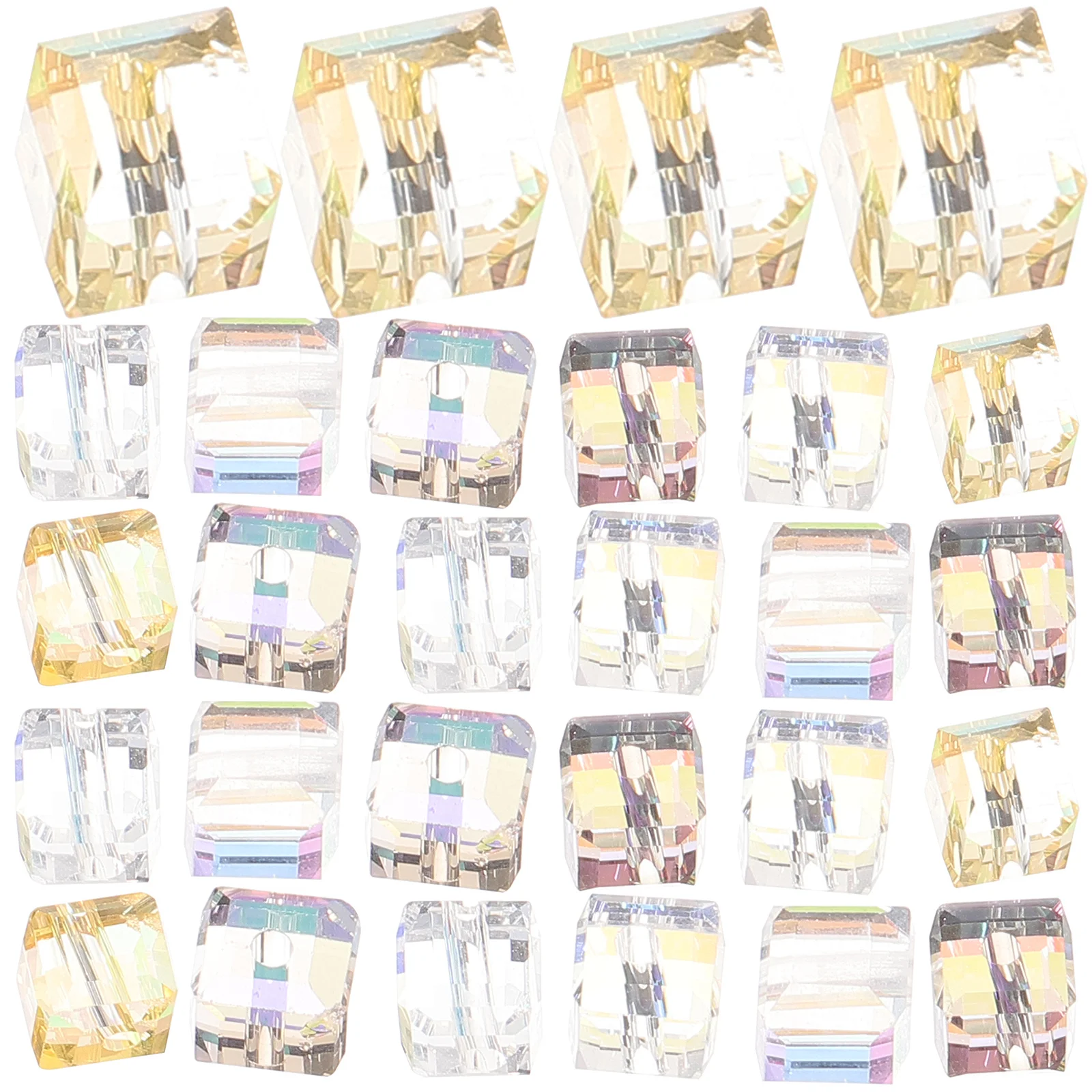 100Pcs Crystal Glass Cube Beads DIY Jewelry Making Beads for Necklace Bracelet Earrings Crafts Accessories Bracelet DIY Charms