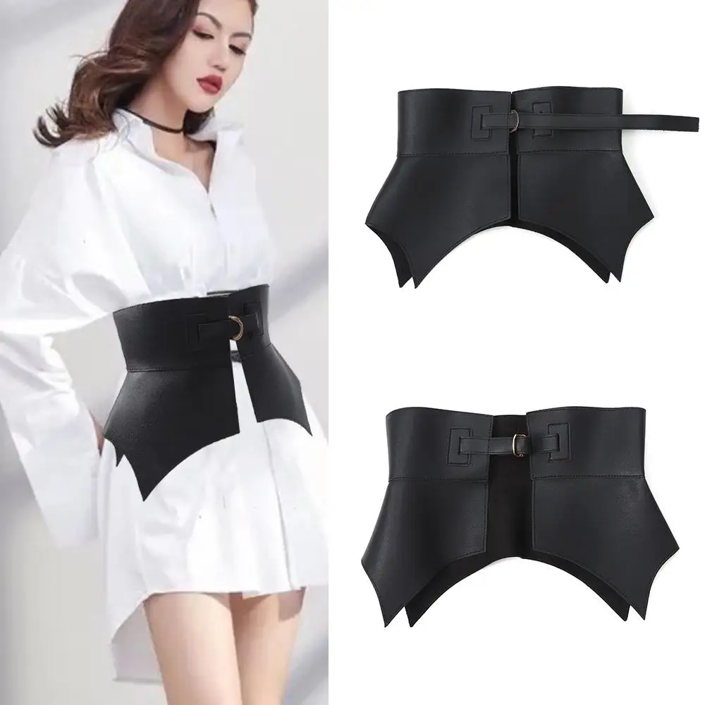 

Black Brown Irregular Pu Leather Long Wide Belt Punk Style Women Fashion Autumn Winter Waistband Corset Belt