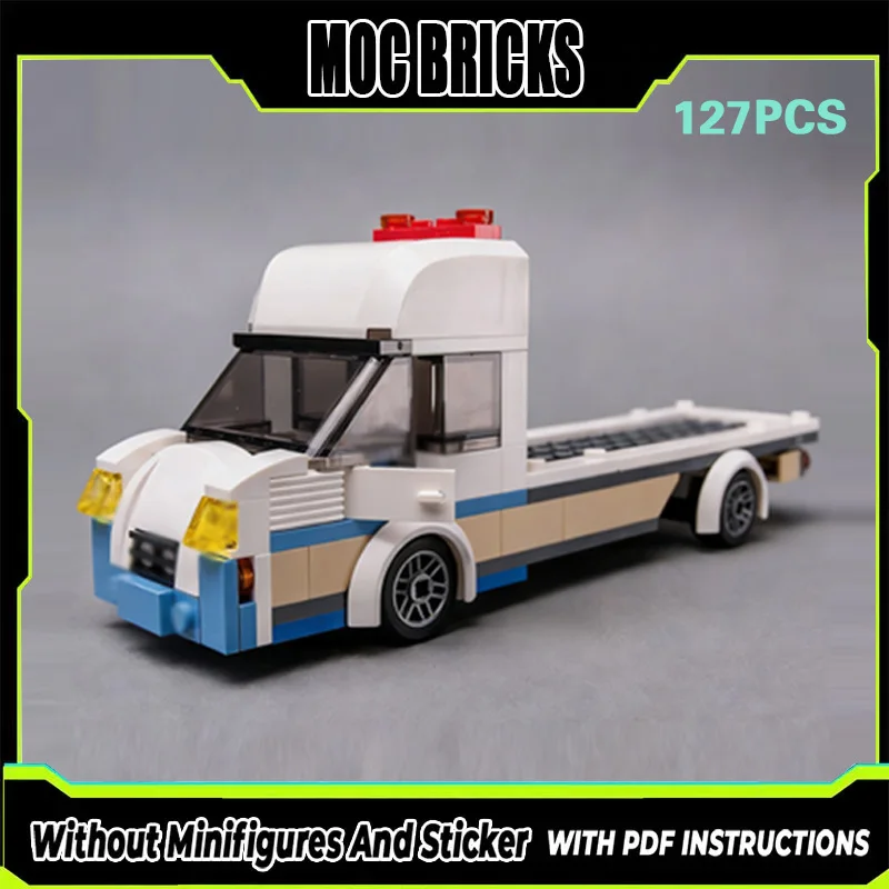 

City Car Model MOC Building Bricks Flatbed Cargo Transport Truck Modular Technology Gifts Holiday Assemble Children Toys Suit
