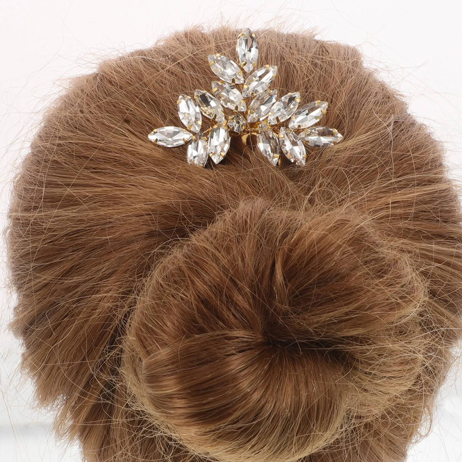 

Gold Oval Marquise Rhinestone Hair Comb Wedding Bridal Headpiece Bridesmaid Side Comb Elegant Metal Hair Accessories for Women