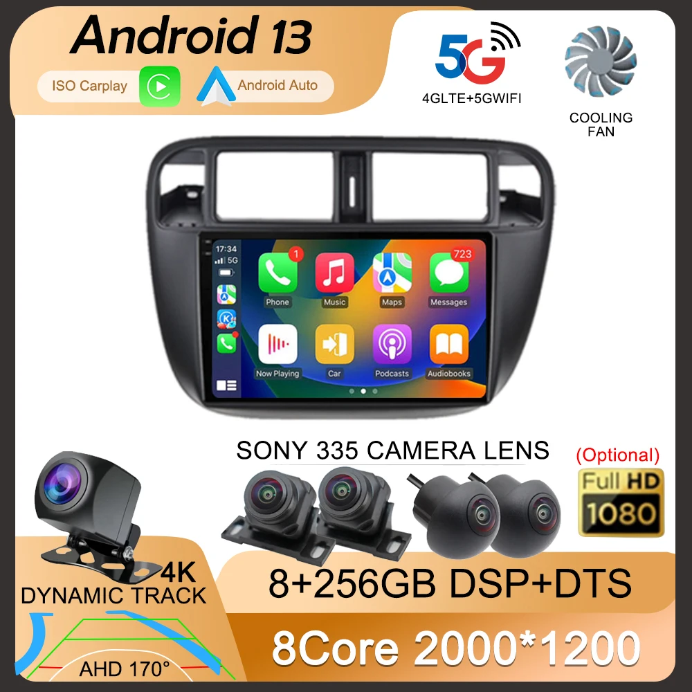 

Android 13 Auto Autoradio WIFI+4G For Honda Civic 1996 - 2001 Car Radio Multimedia Video Player GPS Navigation Stereo 360 Camera