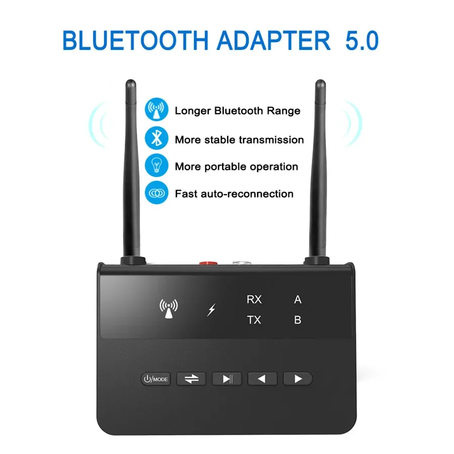 

80M Bluetooth 5.0 Transmitter Receiver Aptx HD LL Low Latency Wireless Audio Adapter 3.5mm AUX RCA Jack for PC TV Headphones