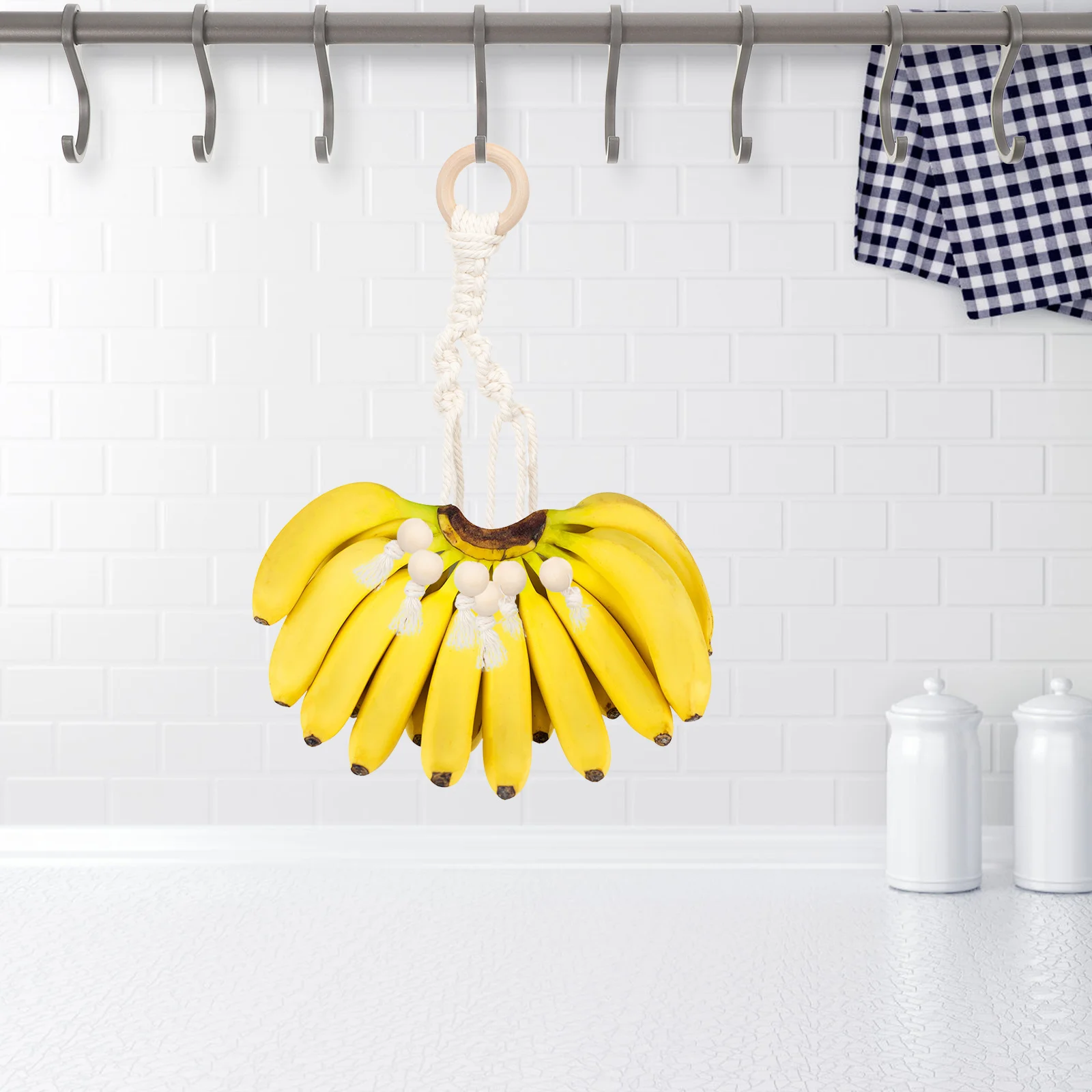 

2Pcs Banana Hanger Cotton Rope Cotton Rope Banana Hanging Hooks Macrame Hanging Kitchen Fruit Rack Decor SpaceSaving EcoFriendly