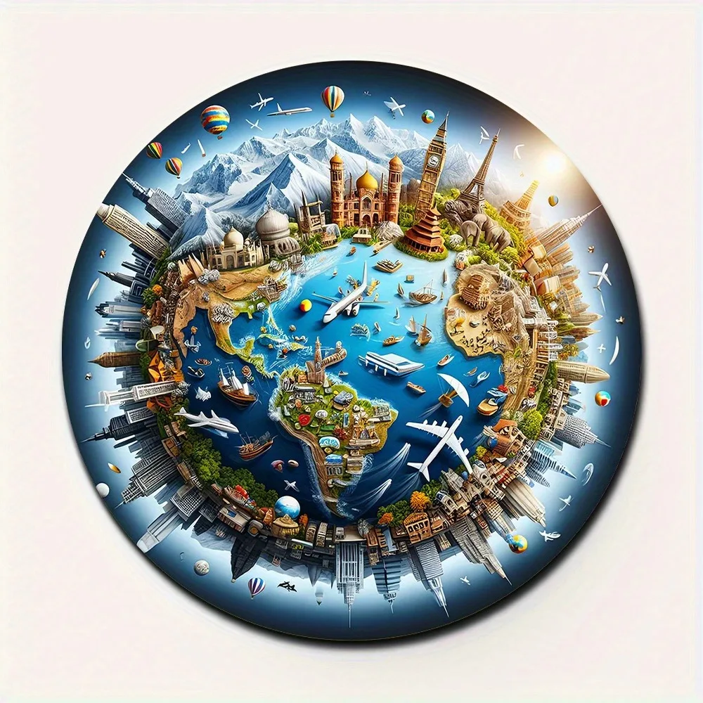 Lebendiges Erdmuster, rundes Aluminium-Wandkunstwerk, 30,5 cm, wasserfest, langlebig, für Zuhause, Wohnzimmer, Schlafzimmer, Innendekoration, Ornament