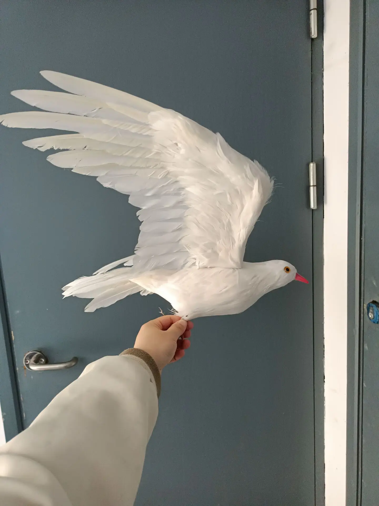 big simulation foam&feather wings white dove model home decoration gift about 42x70cm d0506