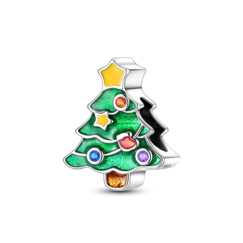 Weihnachtsparty 925 Sterling Silber Schleife Glocke Elch Pinguin Lebkuchen Charms Perlen Passend für Original-Armbänder Damen DIY Schmuck Geschenk – Detail 21