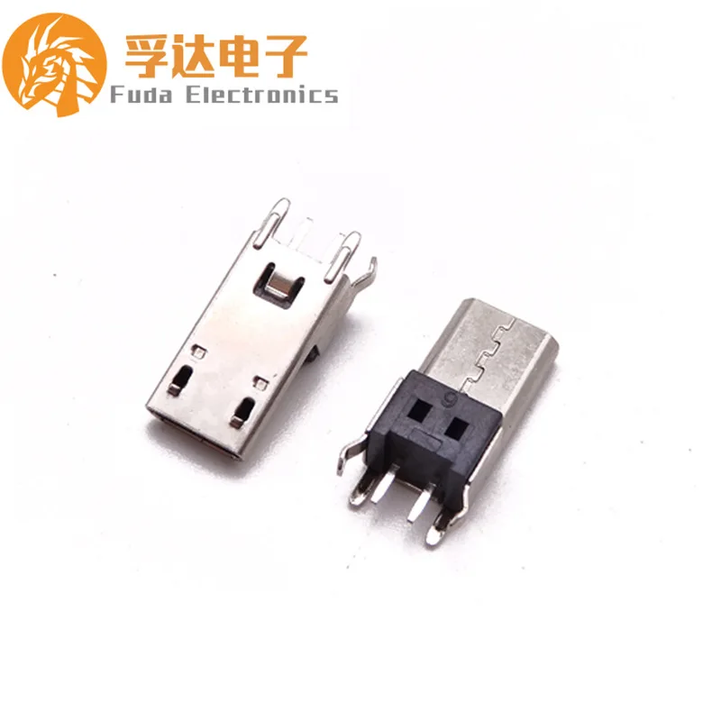 For MICRO 2P vertical insert female seat B type long body 14.0MM height 180° straight insert four-pin plug board, pad height 14
