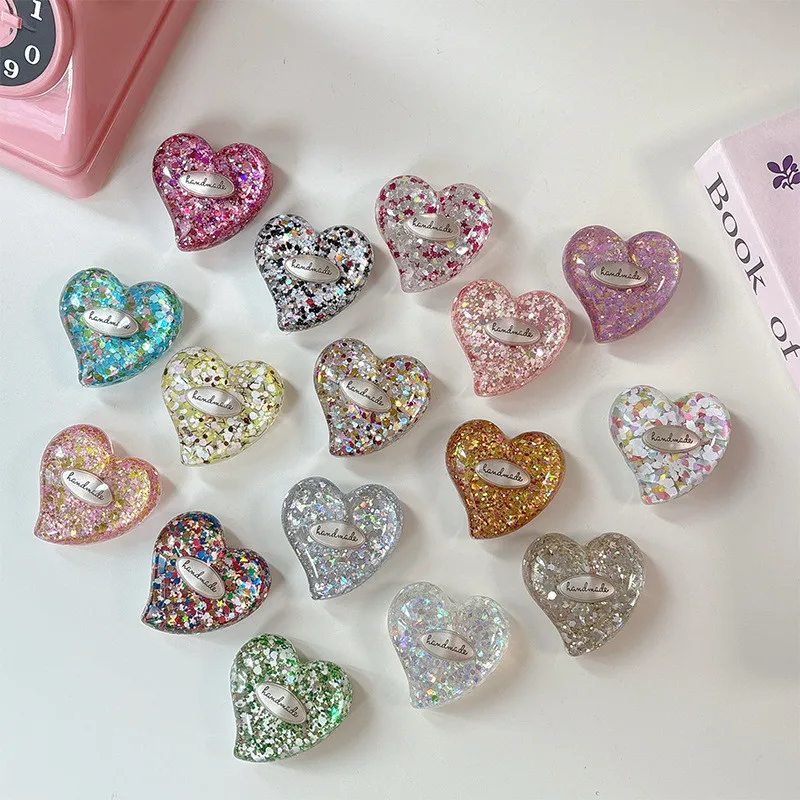 

Love Glitter Mobile Phone Holder Bracket Stand Finger Holder For iPhone 16 17 Xiaomi Phone Accessories Grip Socket Accessories