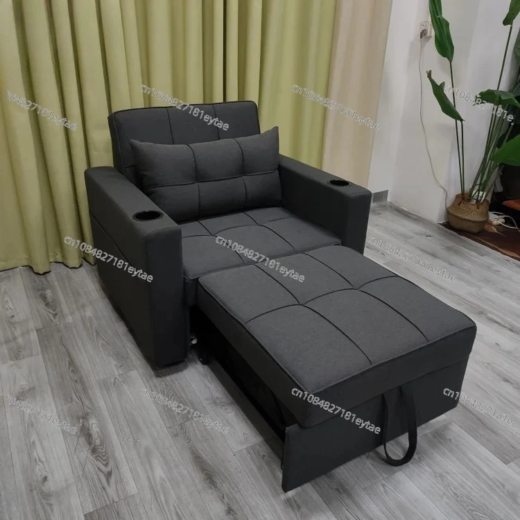 Modern Dark Grey Reclining Chair Single Furniture Fabric Up-Holstered Living Room Lounge Chairs Sofa Bed for Leisure