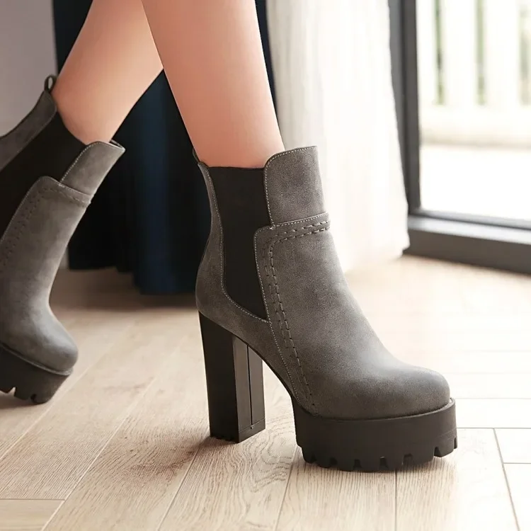 Big Size boots women shoes ankle boots for women ladies boots Splicing stretch cloth waterproof table
