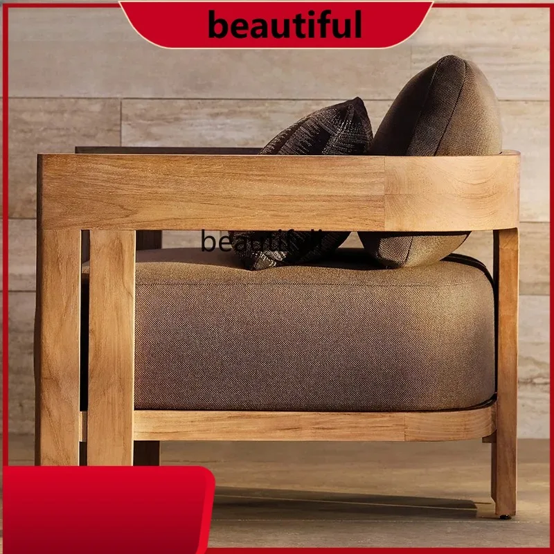 

Outdoor Sofa Courtyard Villa Myanmar Teak Furniture Outdoor Waterproof Outdoor Garden Terrace Solid Wood Sofa h