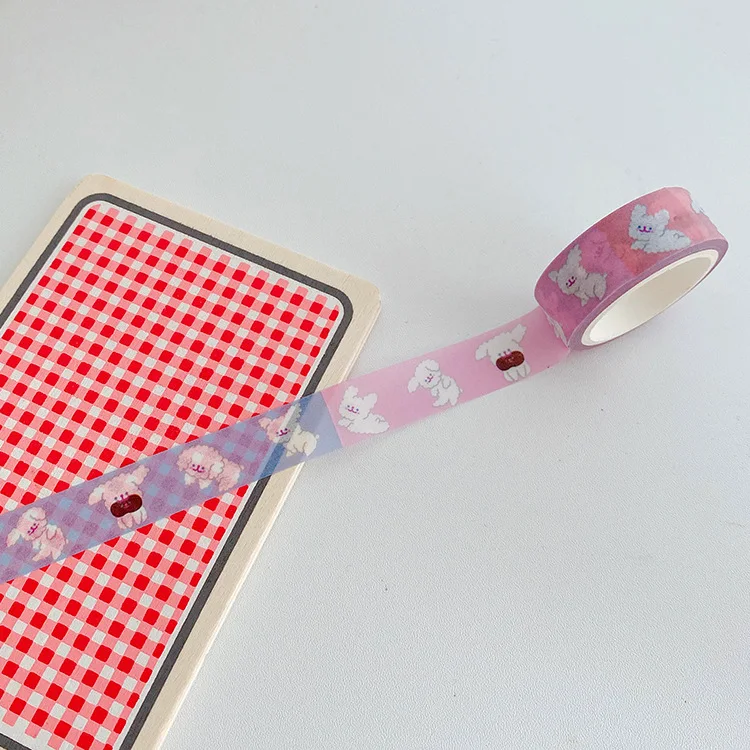 

5 Meter Korean Ins Washi Tape Cute Bear Lettering Pattern Decorative Masking Tape Hand Tearable for Scrapbooking