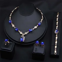 Fashion imitation emerald jewellery necklace set bridal high grade alloy jewellery set of four