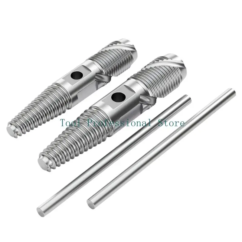 57QF 1/2Inch 3/4Inch Thread Damaged Screws Extractor Double Head Drill Bit Set