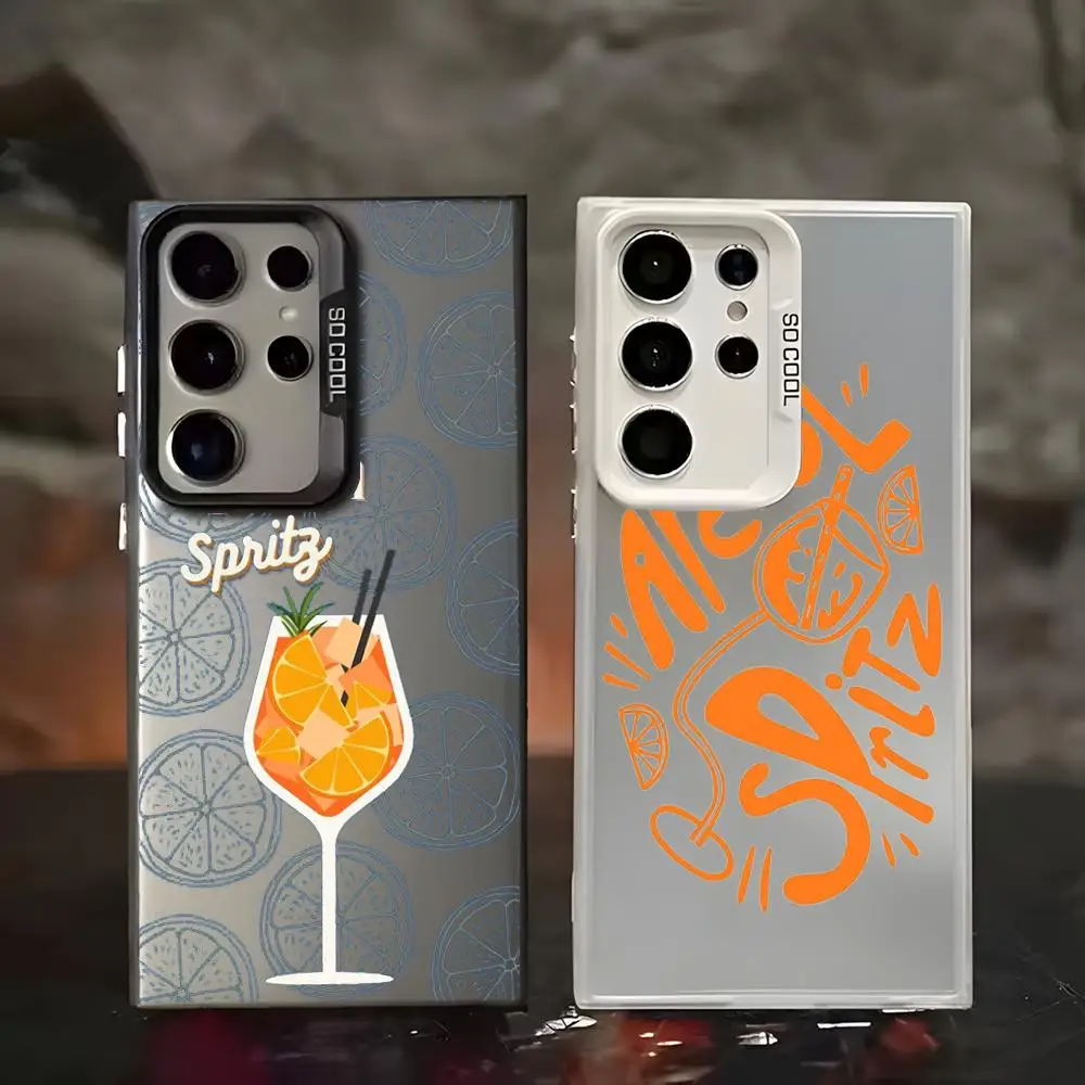 Aperol spritz fashion pattern Phone Case IMD Colorful Silver Suitable case For SamsungS26 S25 S24 S23 S22 S21 S20 Plus Ultra