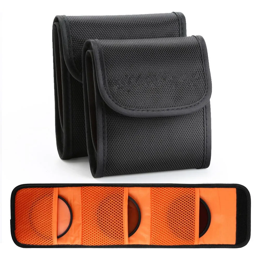 LXH 3 Pockets Lens Filter Bag soft Camera lens Filter Pouch for 49mm-77mm ND UV CPL Lens filter holder wallet case